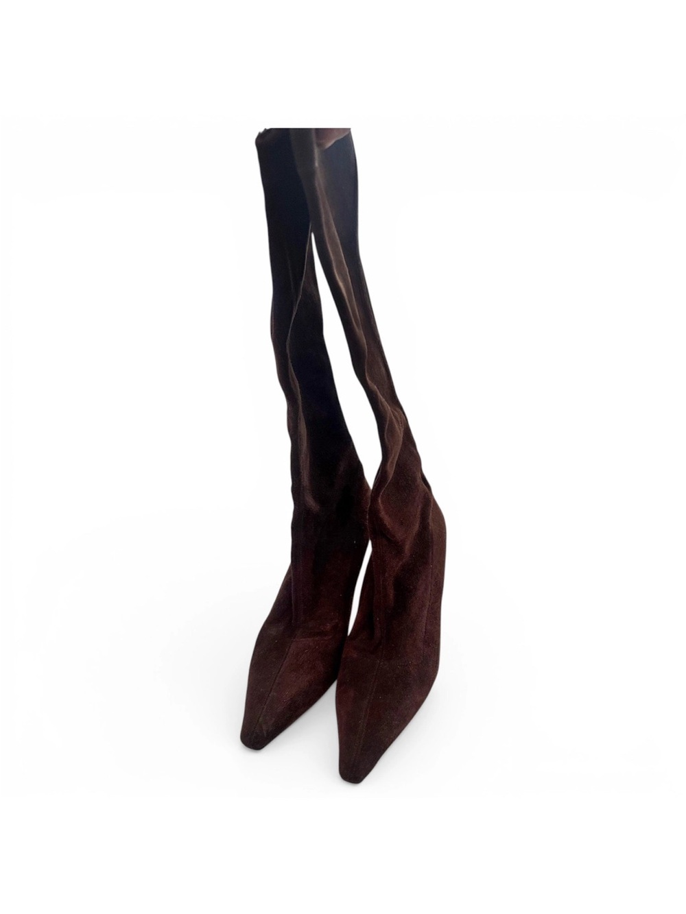 Jimmy Choo Dark Brown Suede Over-the-Knee Pointed Toe Boots